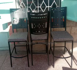 Black Armless High Stools With Powder-Coating Finish.
