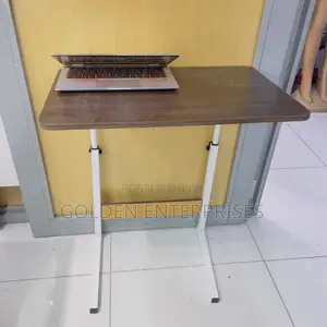 Dark Brown Height Adjustable Wooden Top Laptop Table