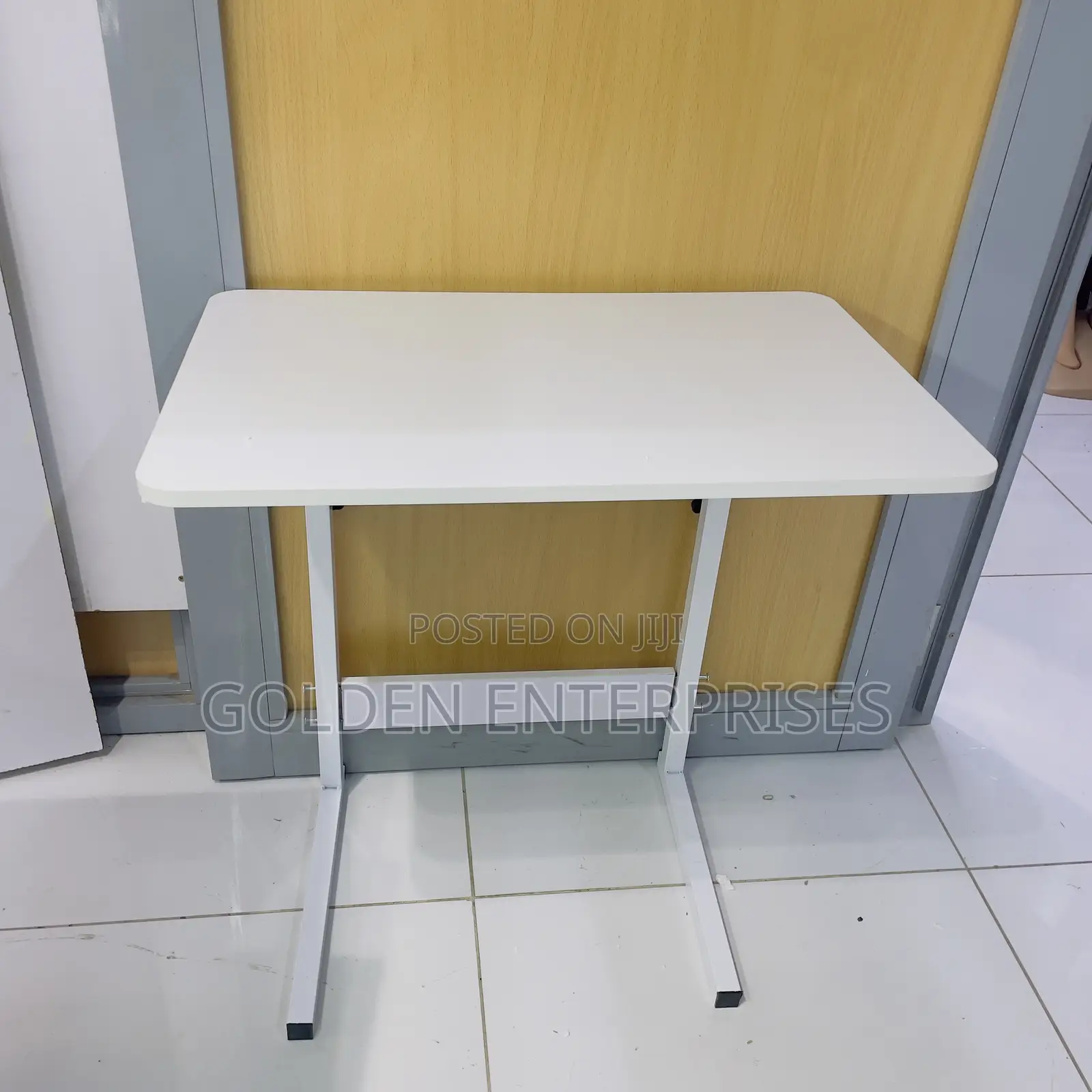 White Wooden Top Height Adjustable, Moveable Laptop Table