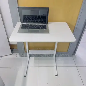 White Wooden Top Height Adjustable Laptop Table With Wheels