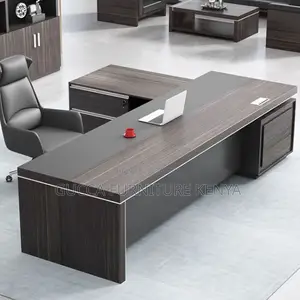 Office Tables:160cm Minimalist Brown Wood Sled Base Table
