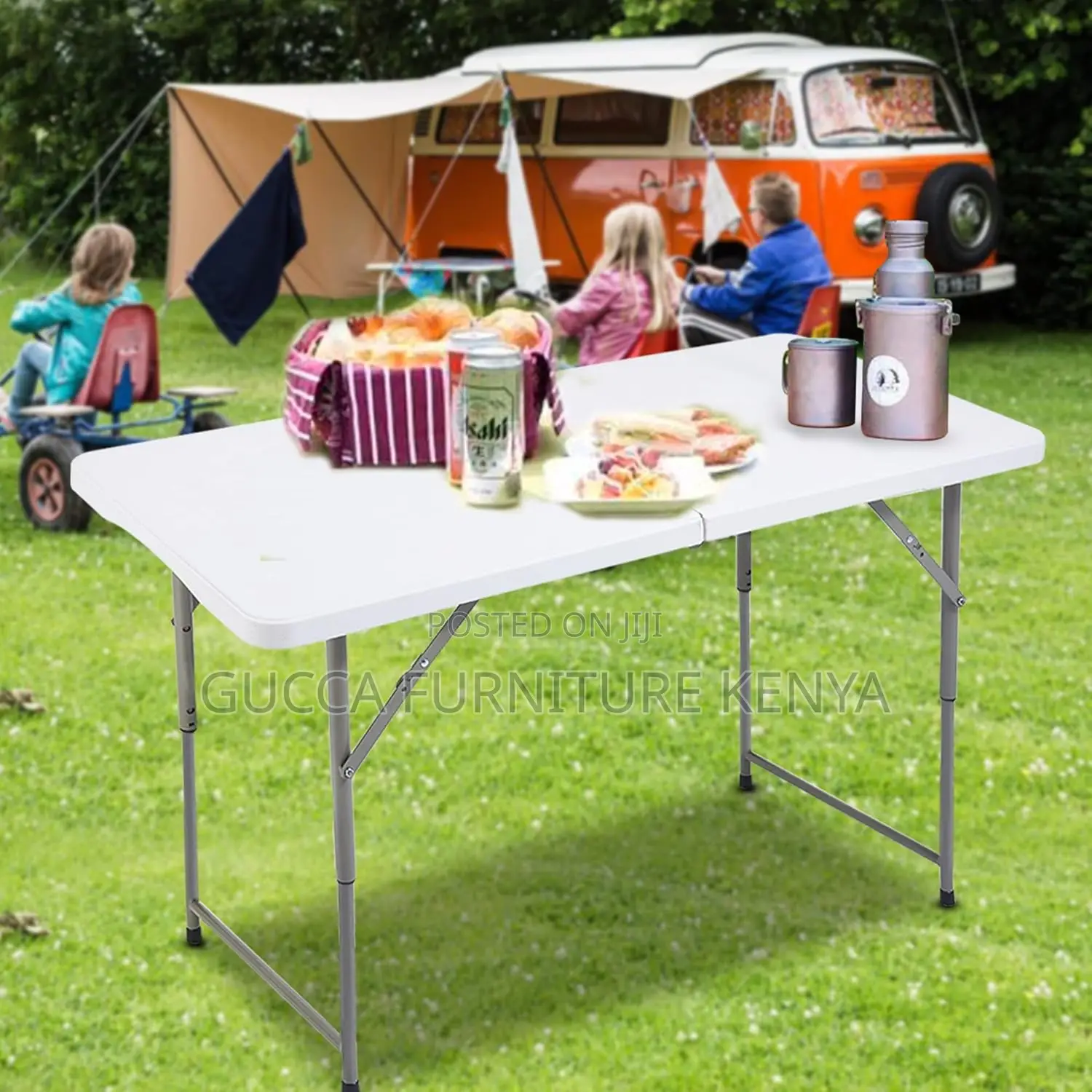 Dining Tables:Fold-in-Half Portable Plastic Home Diningtable