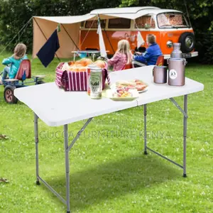 Dining Tables:Fold-in-Half Portable Plastic Home Diningtable