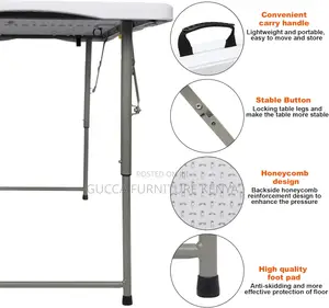 Dining Tables:Fold-in-Half Portable Plastic Home Diningtable