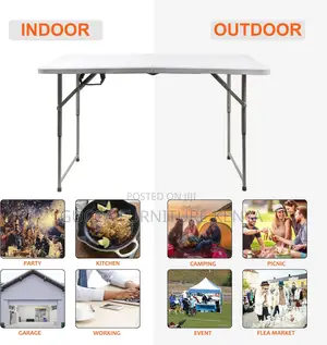 Dining Tables:Fold-in-Half Portable Plastic Home Diningtable