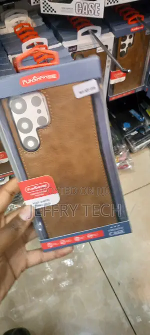 Leather Logo Cut Back Case for Samsung S23 Ultra