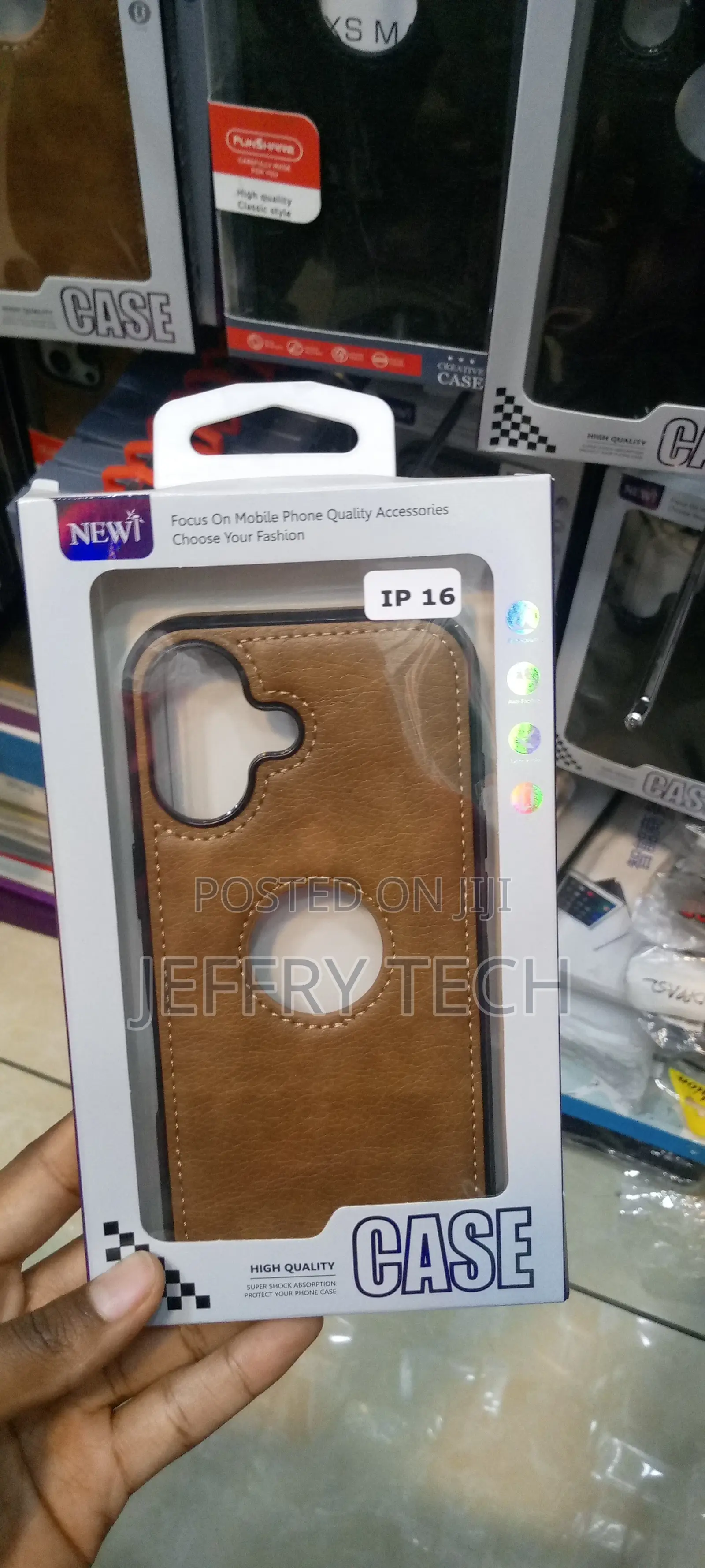 Leather Logo Cut Back Case for iPhone 16 Back Case Cover