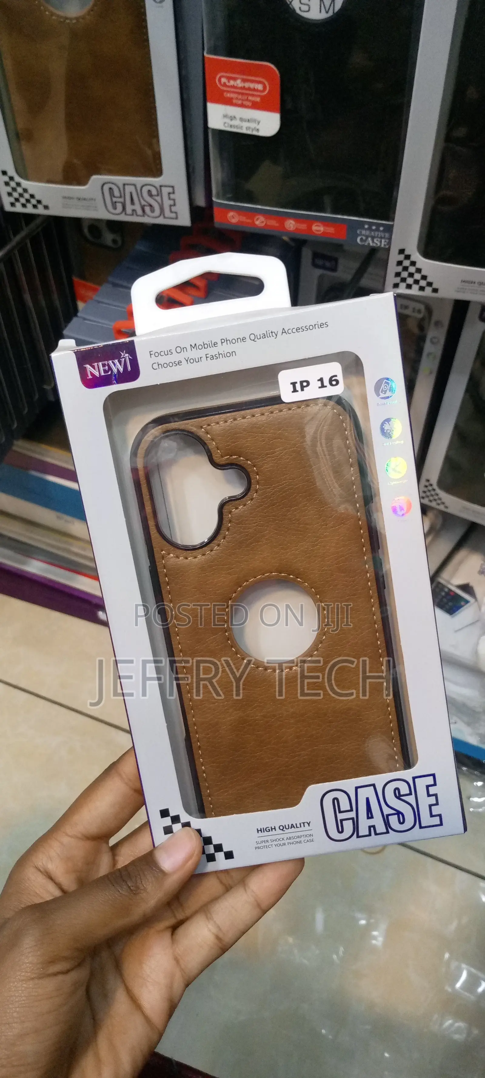 Leather Logo Cut Back Case for iPhone 16 Back Case Cover