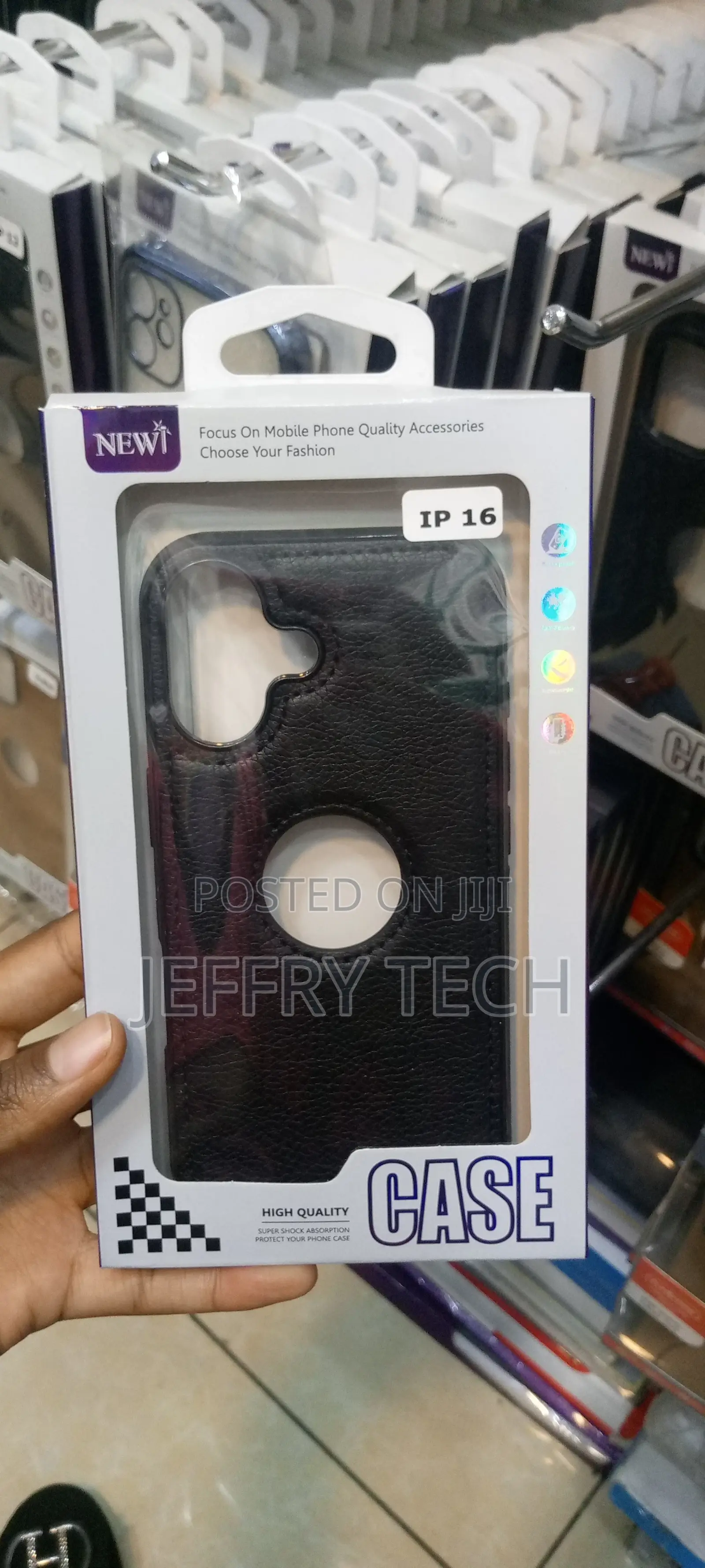 Leather Logo Cut for iPhone 16 Luxury Drop Proof Back Case