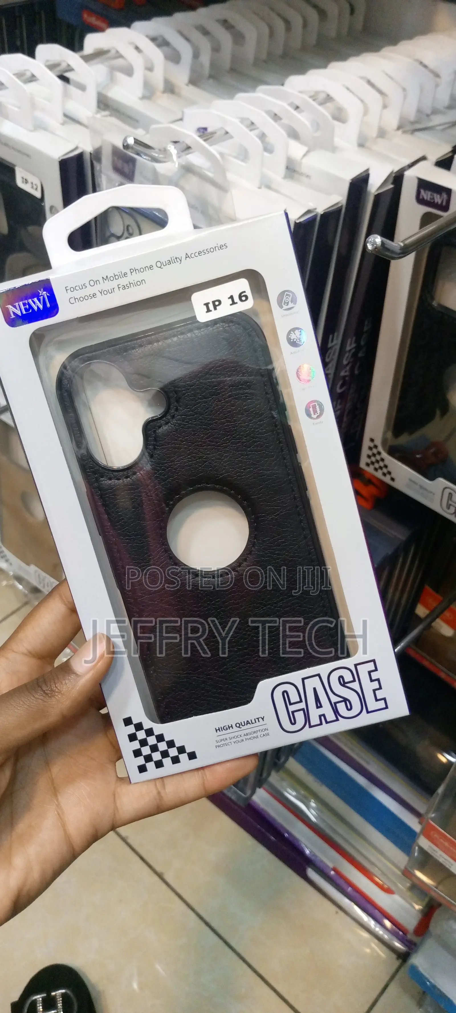 Leather Logo Cut for iPhone 16 Luxury Drop Proof Back Case