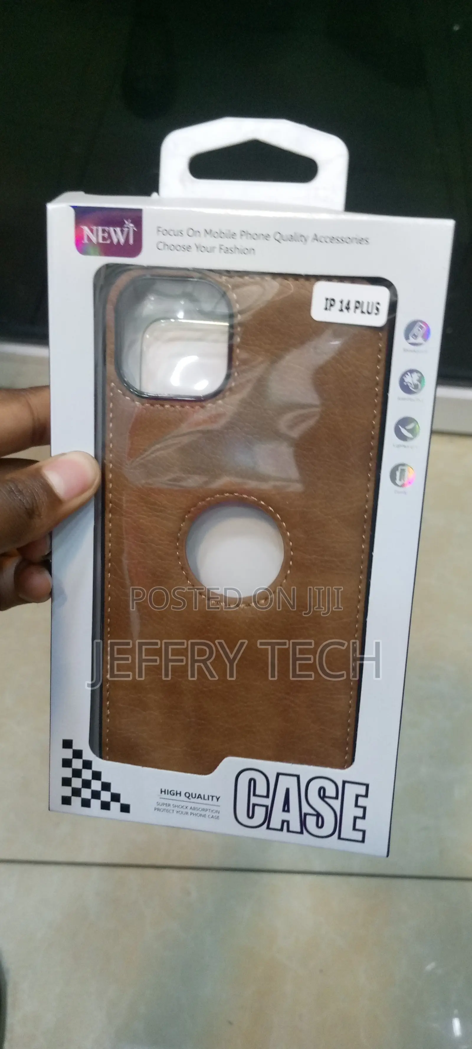 Leather Case for iPhone 14 Plus Logo View, Luxury Elegant