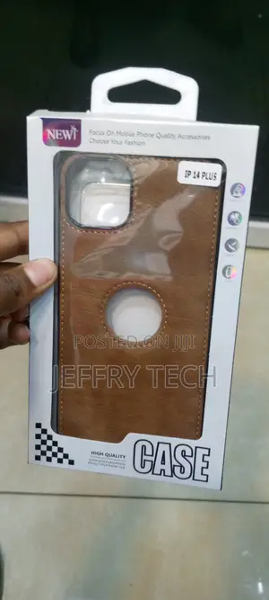Leather Case for iPhone 14 Plus Logo View, Luxury Elegant