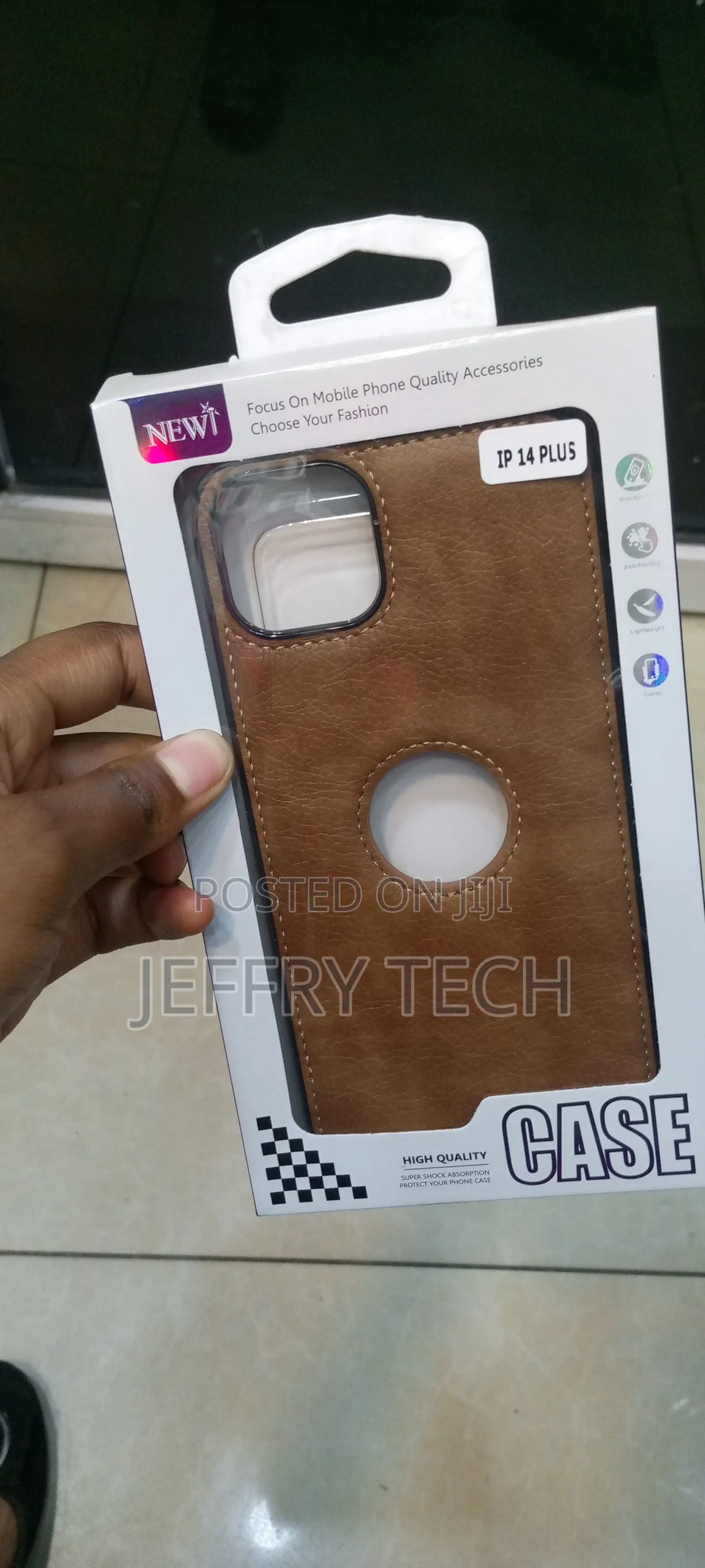 Leather Case for iPhone 14 Plus Logo View, Luxury Elegant