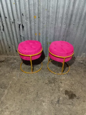 Pedicure Stools, Hot Pink With Gold 