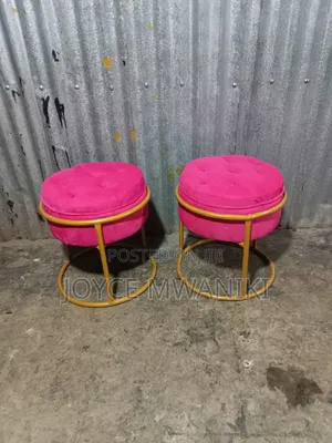 Pedicure Stools, Hot Pink With Gold 