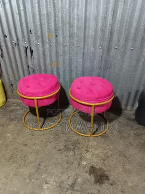 Pedicure Stools, Hot Pink With Gold 