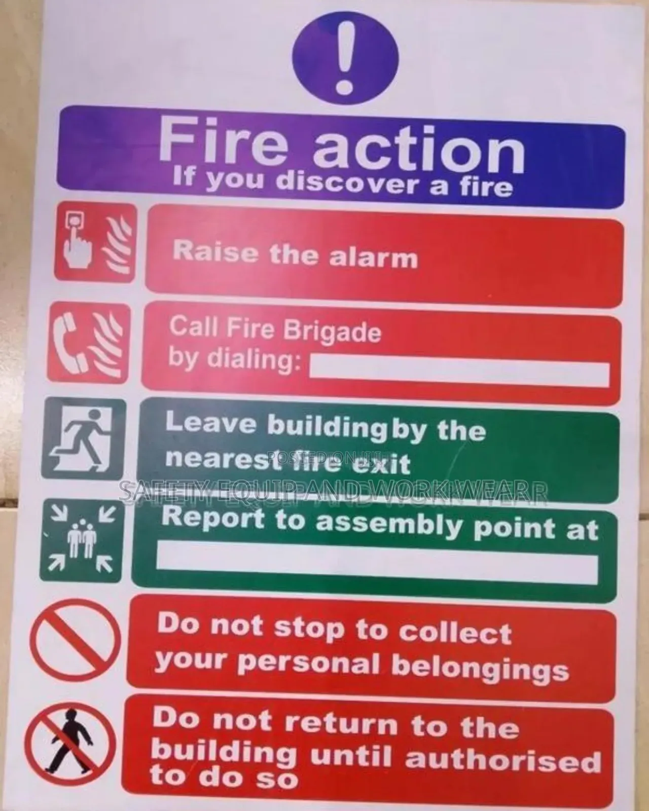 Fire Action Signage