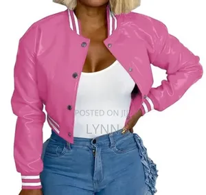 Women Bomber Leather Cropped Jackets S_xxl