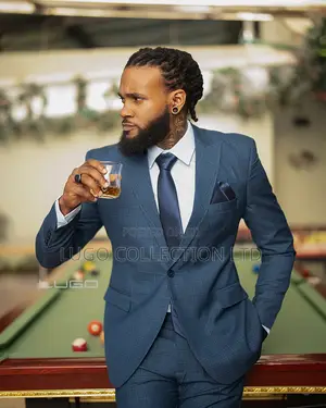 Checked Blue Slim Fit Suits.