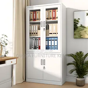 Cabinets: Steel 2-Door File Clean-Line White Office Cabinet