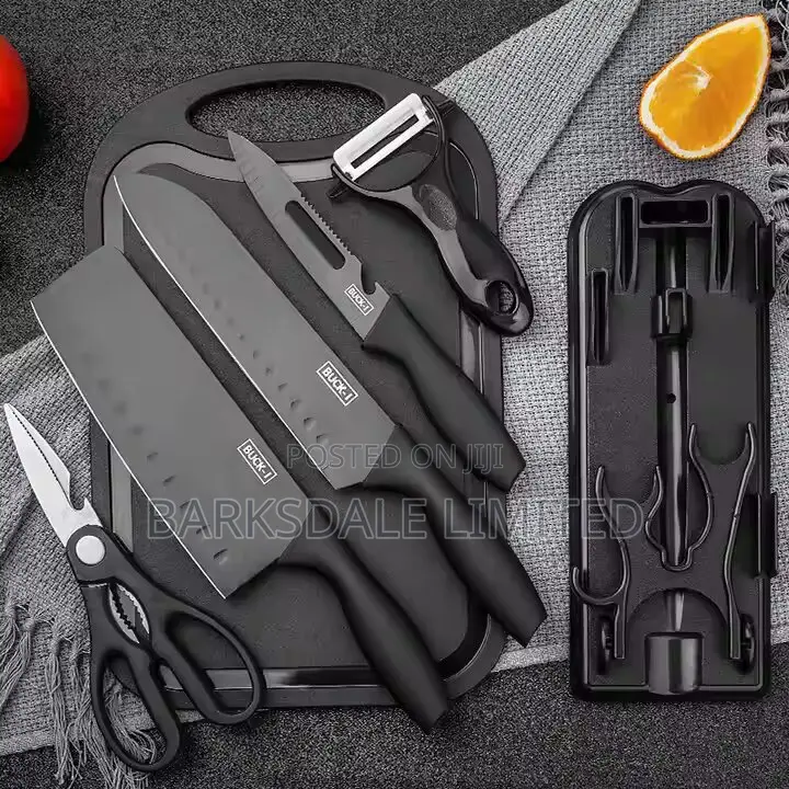 Professional 7-Piece Black Kitchen Chef Knife Set