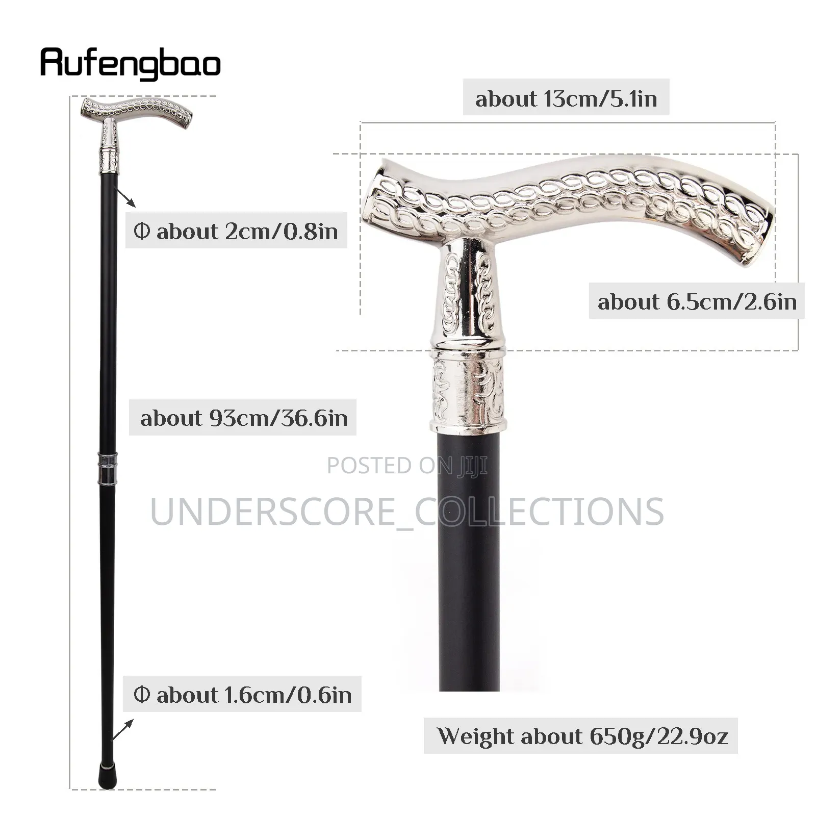 Men Silver Functional Walking Sticks