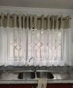 Kitchen White Sheer With Green Blend