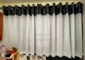 Black and White Mixed Kitchen Window Sheer