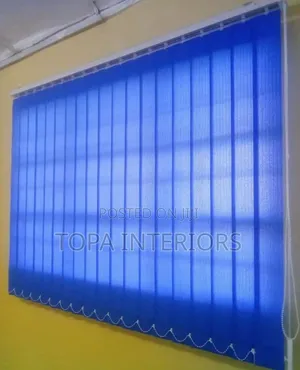 Light Blue Vertical Office Window Screen Blinds Curtains