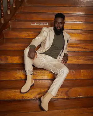 Men’S Suits Beige Checked Suit