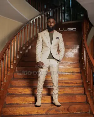Men’S Suits Beige Checked Suit