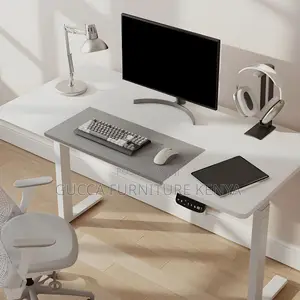 Office Tables:120cm T-Shaped Iron Office Desk Wood Standing