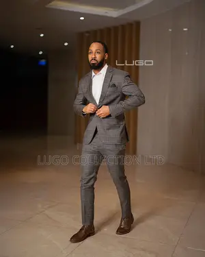 Men’S Suit Grey Checked Slim-Fit Suit