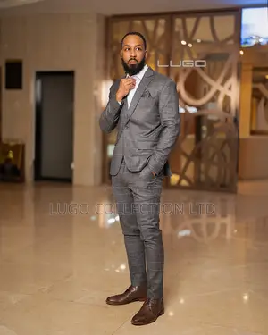 Men’S Suit Grey Checked Slim-Fit Suit