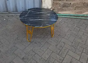 White and Black Executive MDF Marble Effect Round Table
