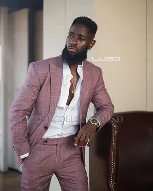 Men Suits Mauve Checked Slim Fit Suit