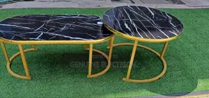 Coffee Table Executive With Marble Effect- Assembled (Black)