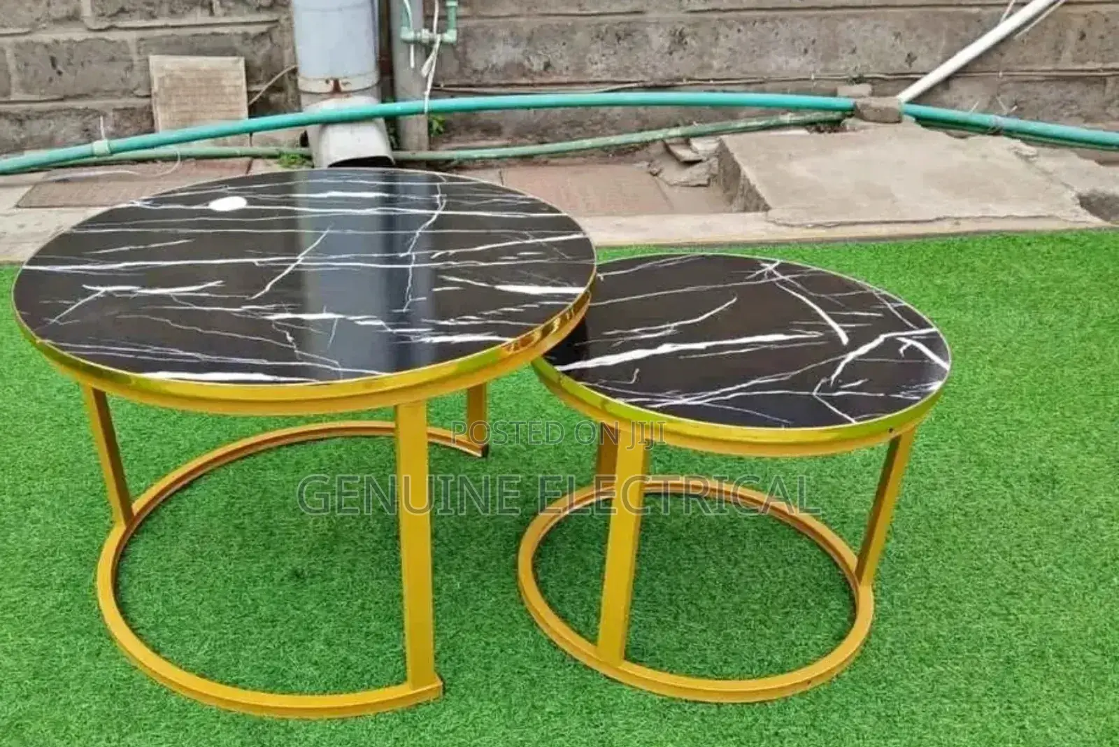Black Nesting Coffee Table Marble Effect