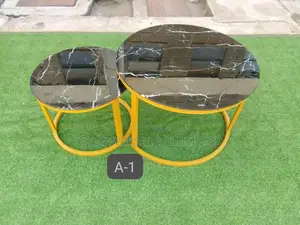Marble Nesting Coffee Table (Glass Effect) Black