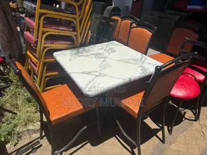White Grey Marble Square Table And 4 Chairs