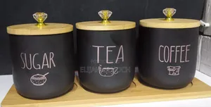 Ceramic Black 3pc Candy Jar/Tea/Sugar/Coffee*