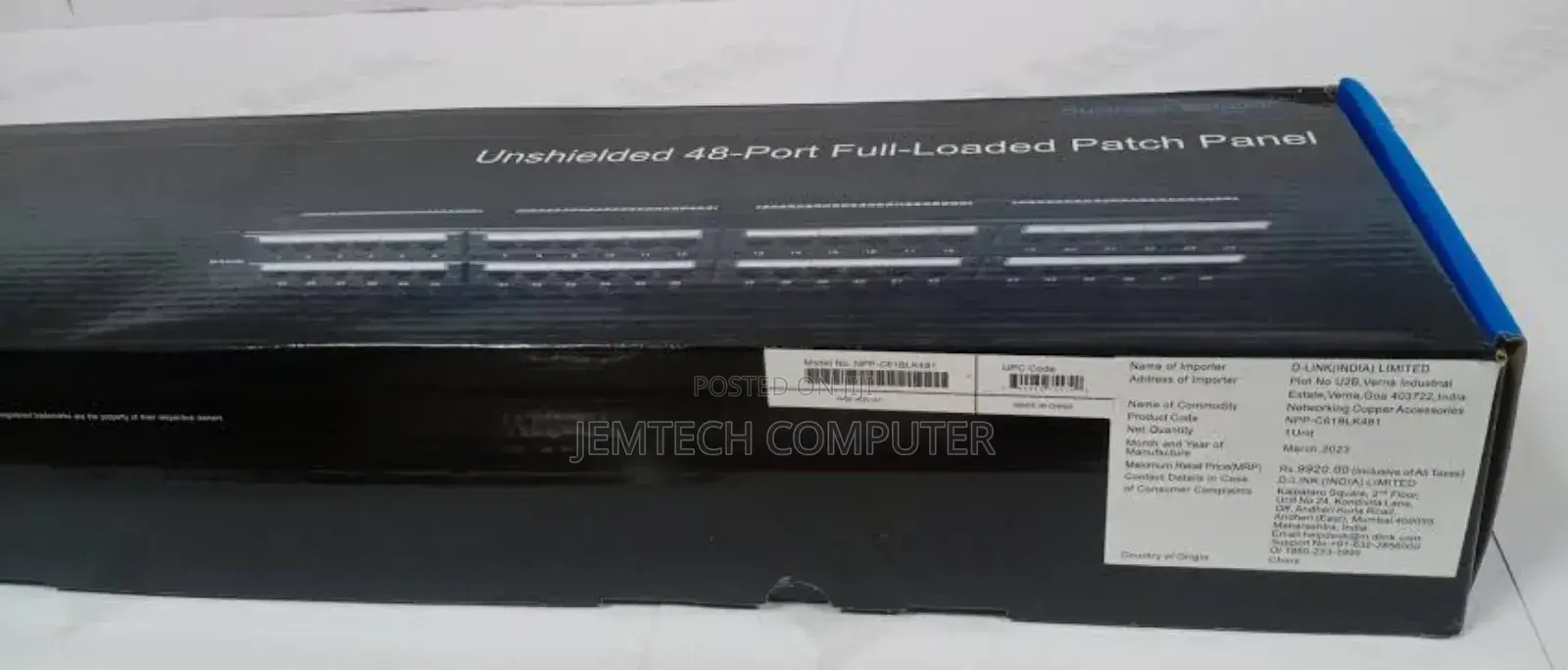 D-Link 48 Port Cat6 Unshielded Loaded Punch Down Patch Panel