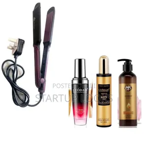 Flat Iron With Heat Setting and 3 in 1 Hair Care Set