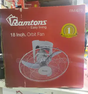 White 18 Inches Ramtons Fan (1yr Warranty) RM/F18F