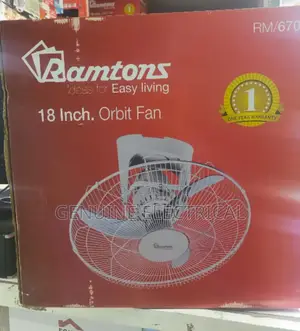 White 18 Inch Ramtons Orbit Fan (1yr Warranty) RM/F18F