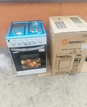 White Sayona 3+1 Electric Plate Standing Cooker, Gas Ove S-P