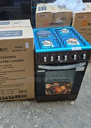 3G+1 Brown Sayona Electric Plate Standing Gas Cooker S-B