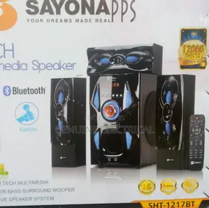 Black 3.1ch Sayona Subwoofer SHT 1217bt, 12000W P.M.P.O Wp/6