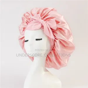 Ladies Pink and Emerald Green Bonnet With Bow
