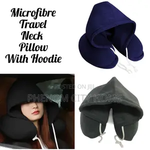 Restocked Microfiber Travel Neck Pillow With Hoodie Availabl